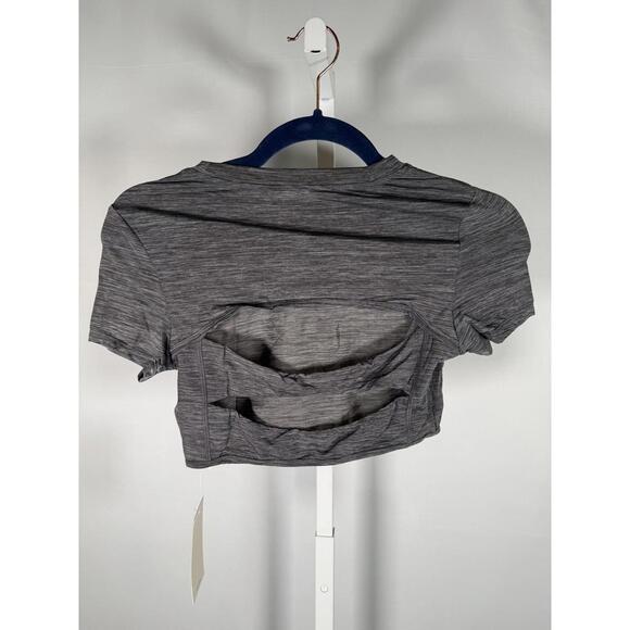 NWT Halara Gray Open Back Cutout Cropped Athletic Tee Size XS - Picture 4 of 7